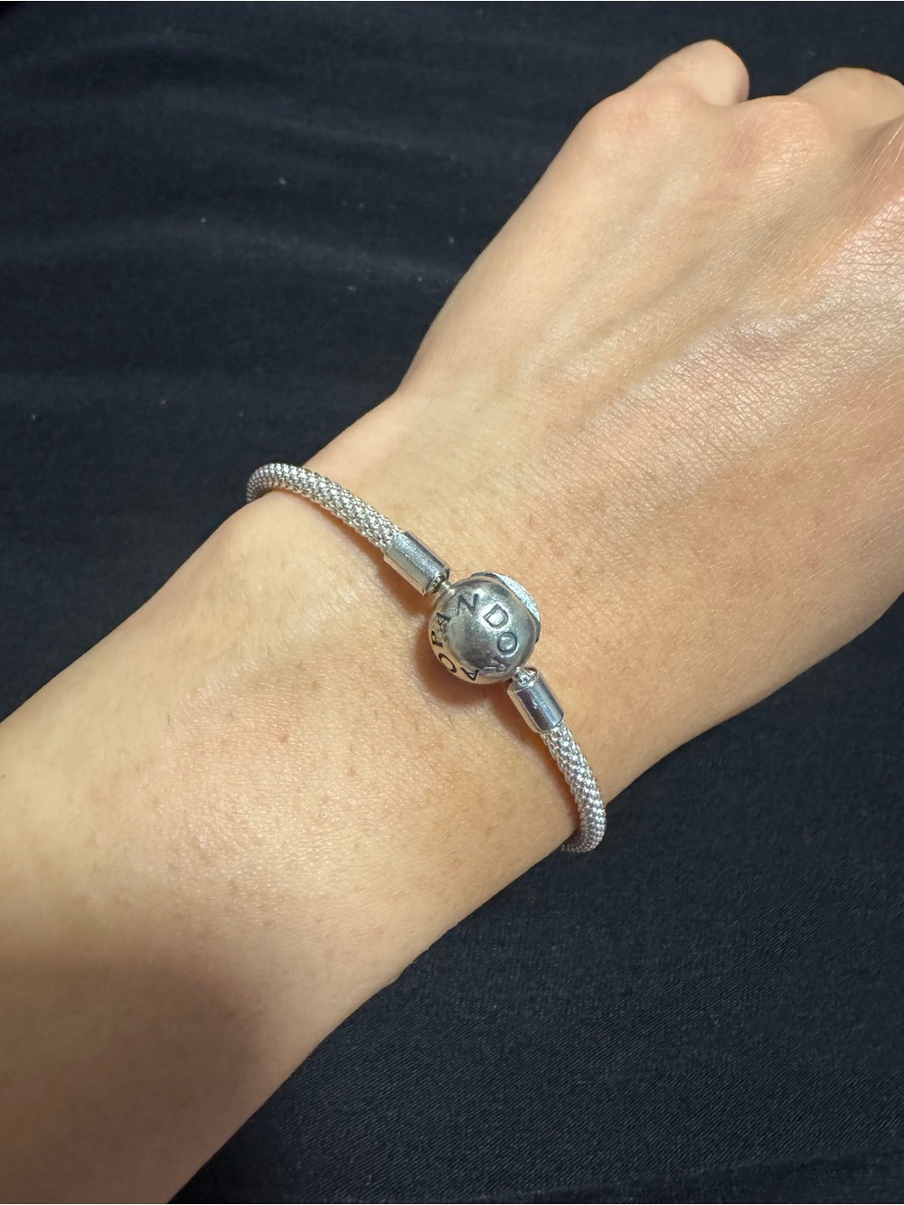 Pandora Sterling Silver Snake Chain Bracelet with Round Clasp